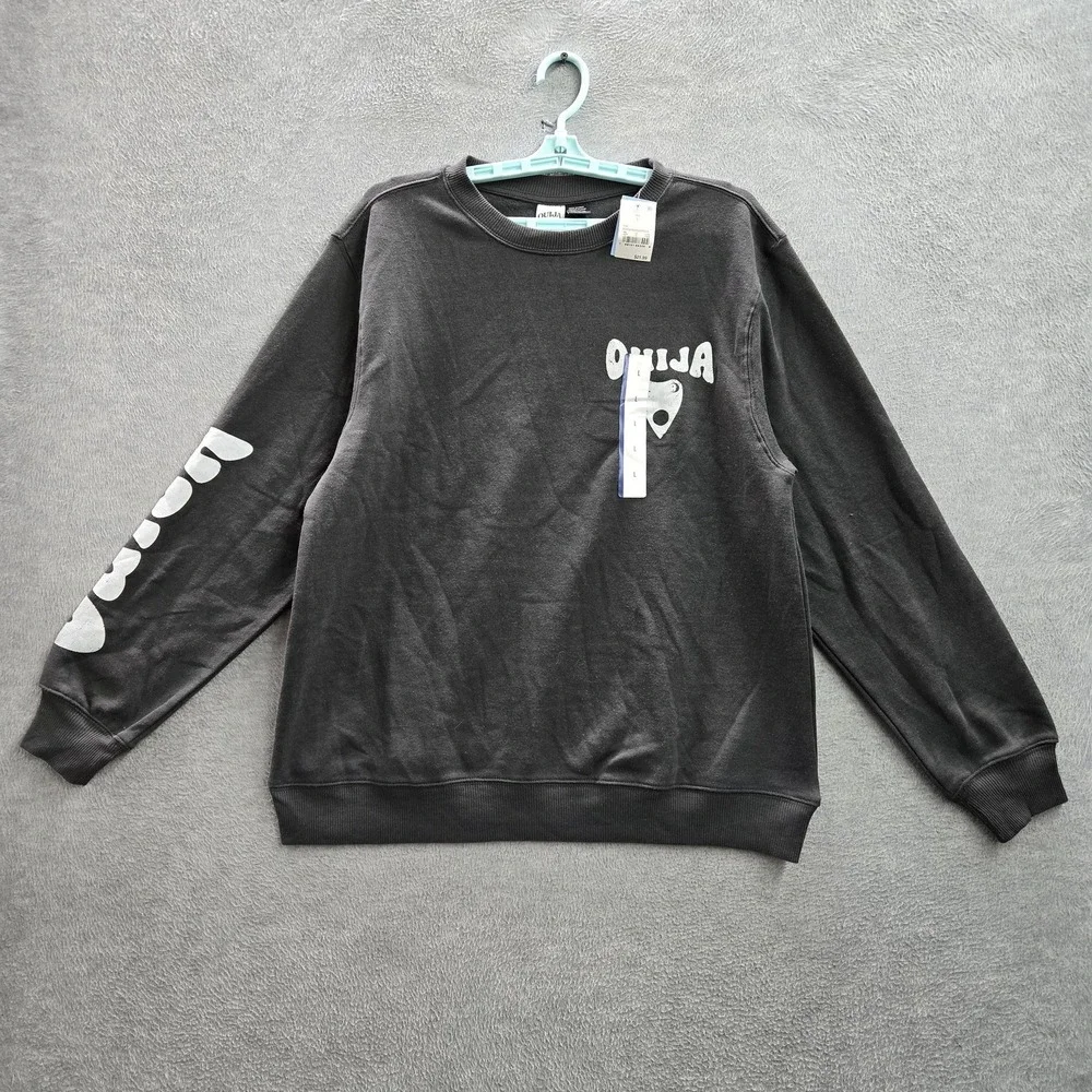 Ouija Women Sweatshirt L Gray Graphic Print‎ Fleece Board Logo NWT